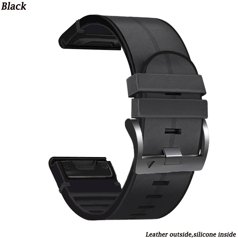 Silikon-Leder 22 26 mm Quickfit-Armband für Garmin Watch Fenix 8 51 47 mm E 7X 7 Pro 6X 6 Pro 5X 5 Plus Enduro 3 2 Armband