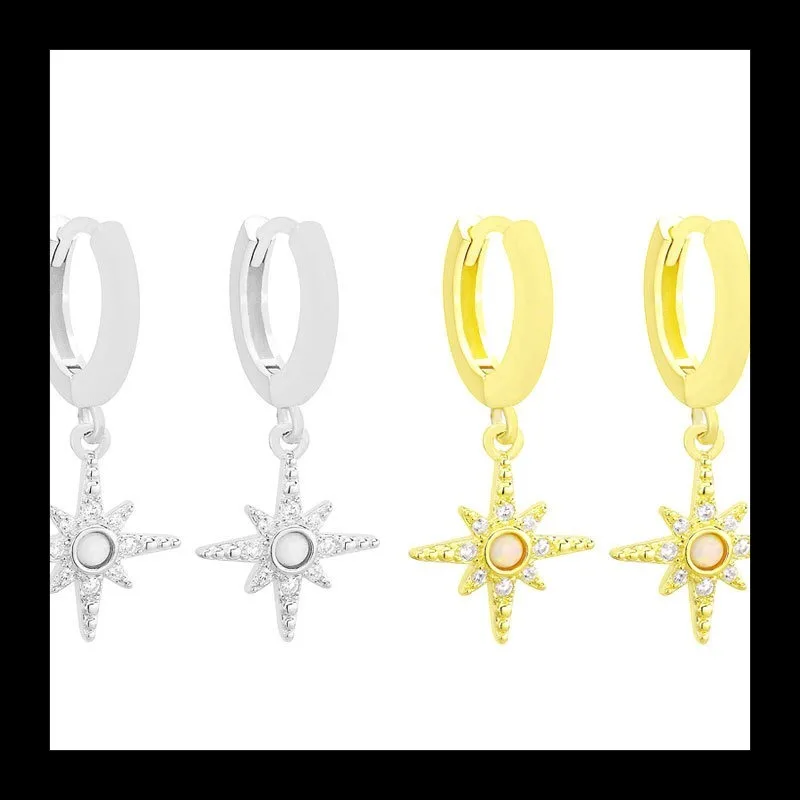 

Niche Design Full Zir*****ctagram Pendant Round Earrings Fashionable Light Luxury Elegant High-end Earrings