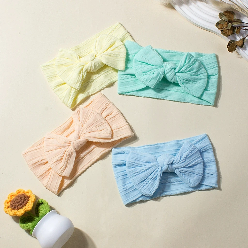 ที่คาดผมเด็กแรกเกิด 5 ชิ้น/ชุด ทำจากไนลอน สำหรับเด็กผู้หญิง เครื่องประดับผมลายดอกไม้ โบว์ผูกผมแบบพัน ชุดผ้าโพกศีรษะเด็ก