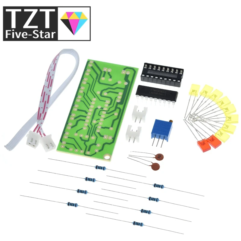TZT 1/3 Stück Lustiger 10-Stufen-Audiopegel-Anzeiger LM3915 DIY-Kit Elektronische Audio-Anzeigesuite – Detail 6
