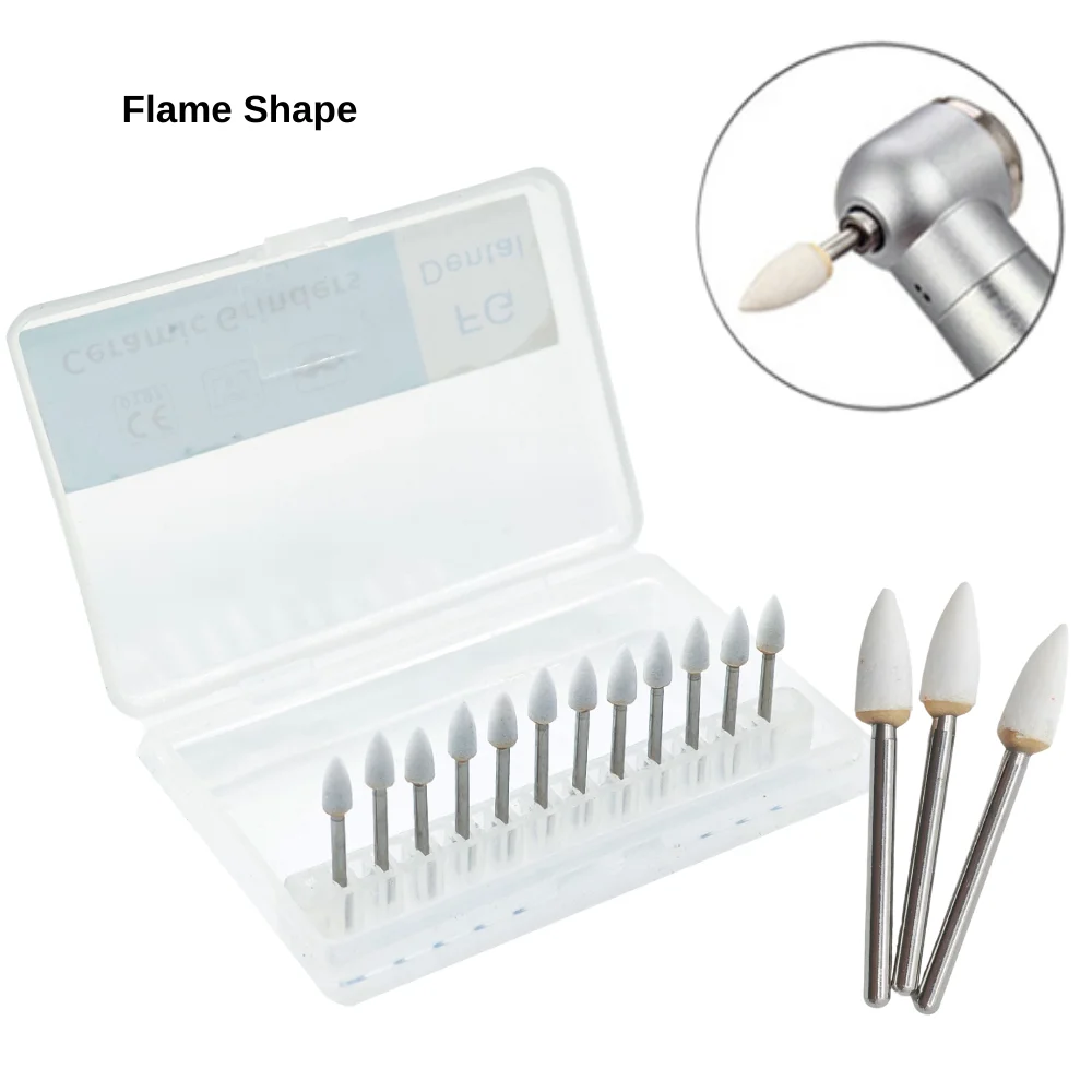AG 12Pcs/Pack Dental Polishing Stone Handpiece Burs FG Cone Flame Dentist Teeth Whiting Dentist Tools Ceramic Grinders Care - view 3