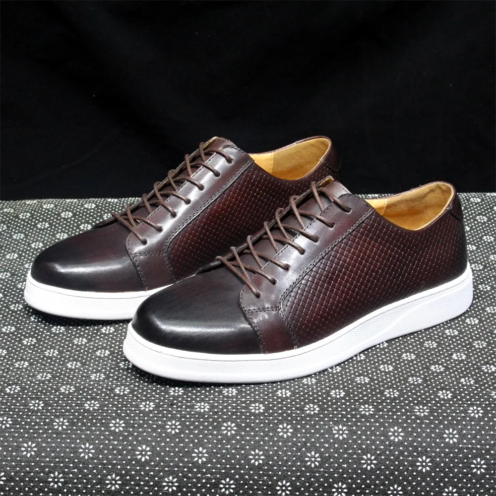 Classic Derby Casual Shoes Mens Cow Genuine Leather Lace-Up Flat Shoes Comfortable Original Sneakers Driving Shoes for Men