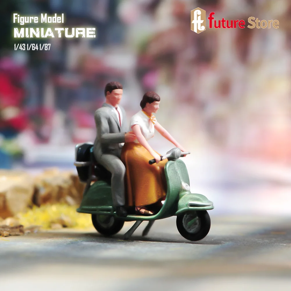 

Resin 3D Print 1/87 1/64 1/43 1/24 Vacation Couples Riding electric bike Miniature Figure Diorama Model Doll Creative Props