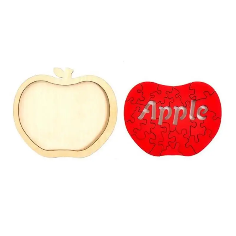 2020 New Apple-shaped Intelligence Wooden Jigsaw Puzzle Brain Teaser Game for Children Adults