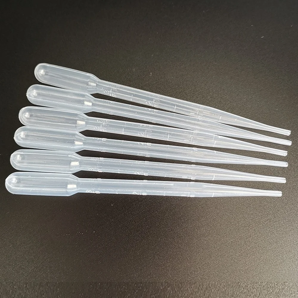 100PCS 3ML Disposable Plastic Eye Dropper Transfer Graduated Pipettes Office Lab Experiment Supplies