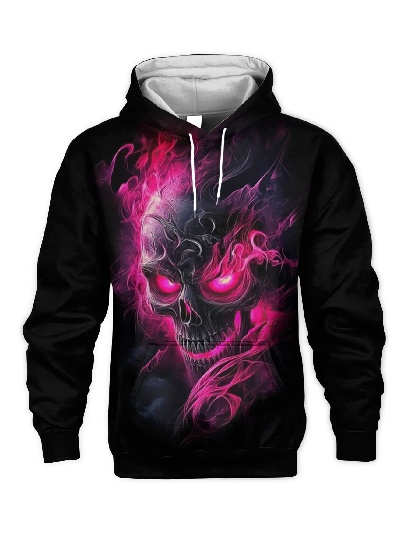 

Vintage Men's Sweatshirt Casual Long Sleeve Hooded Pullover Skull Print Top Autumn Fashion Oversized Men's Hoodie Streetwear