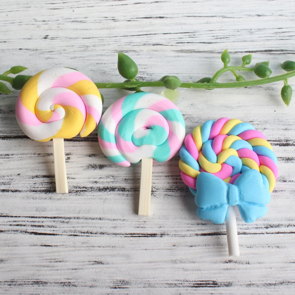 

3Pcs Refrigerator Magnets Lollipop Shaped Magnetic Stickers for Home Decoration Colorful Pottery Fridge Magnets