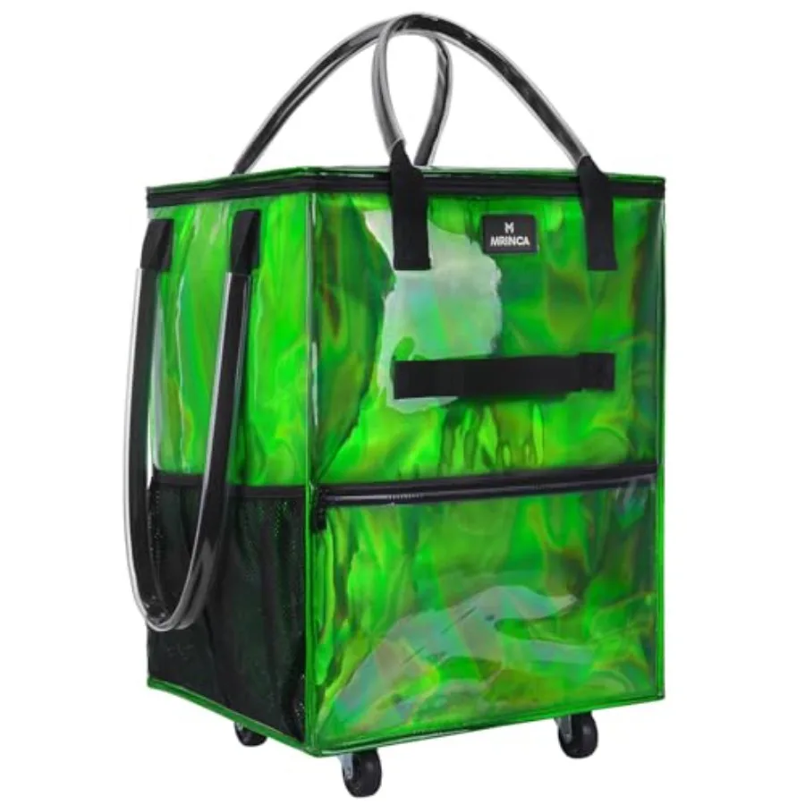 

Reusable Grocery Bag On Wheels 70L Foldable Shopping Cart with Multiple Pockets and 3-Way Carry System Zippered Top Heavy Duty