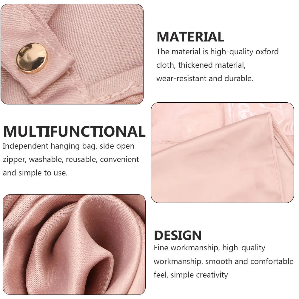 

1Pcs Dust-Proof Clothes Cover Pink Oxford Cloth Thickened Hanging Suit Bag Wardrobe Protective Cover Transparent Zipper
