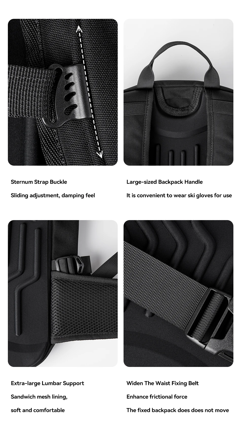 COPOZZ Skitasche, wasserdicht, leicht, verschleißfest, für Reisen, großes Fassungsvermögen, Outdoor-Sportzubehör, Snowboard-Aufbewahrungsrucksack – Detail 14