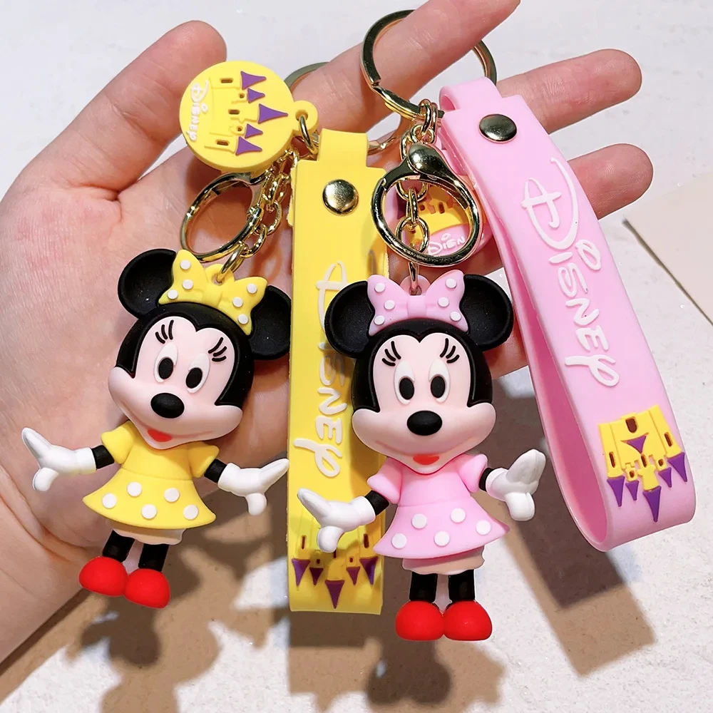 Disney Mickey Cute Minnie Keychain Cartoon Stitch Keyring Anime Student Bag Hanging All-match Car Key Chain Gifts