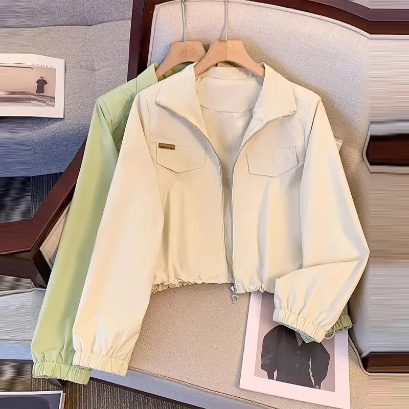 Frauen Sommer Dünne ort Svel Stehkragen Sport Oberbekleidung Reißverschluss Lange Sve ort Länge Faionable Mantel