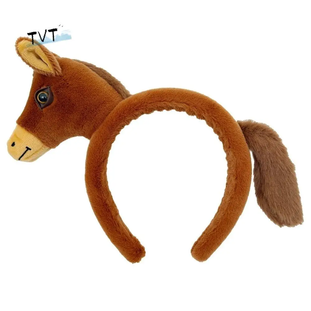 

Creative Sweet Mascot Plush Headband Soft Cartoon Horse Hair Hoop New Year Plush Pony Doll Headpiece Role Play