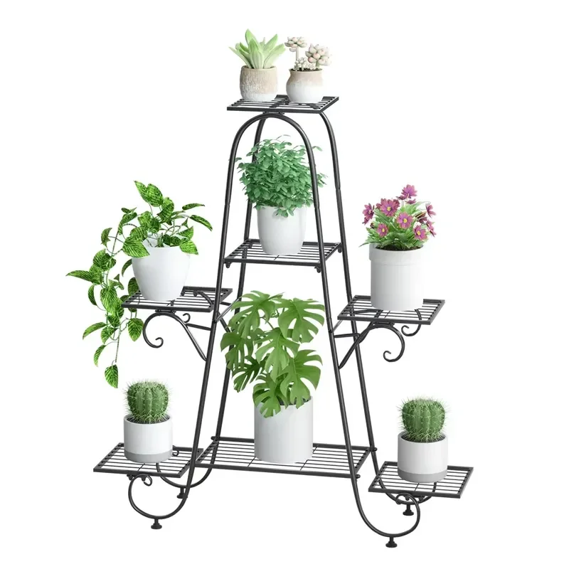 7 Tier Metal Plant Stand Indoor Outdoor Garden Balcony Flower Pot Shelf Multi Layer Display Rack for Courtyard Home