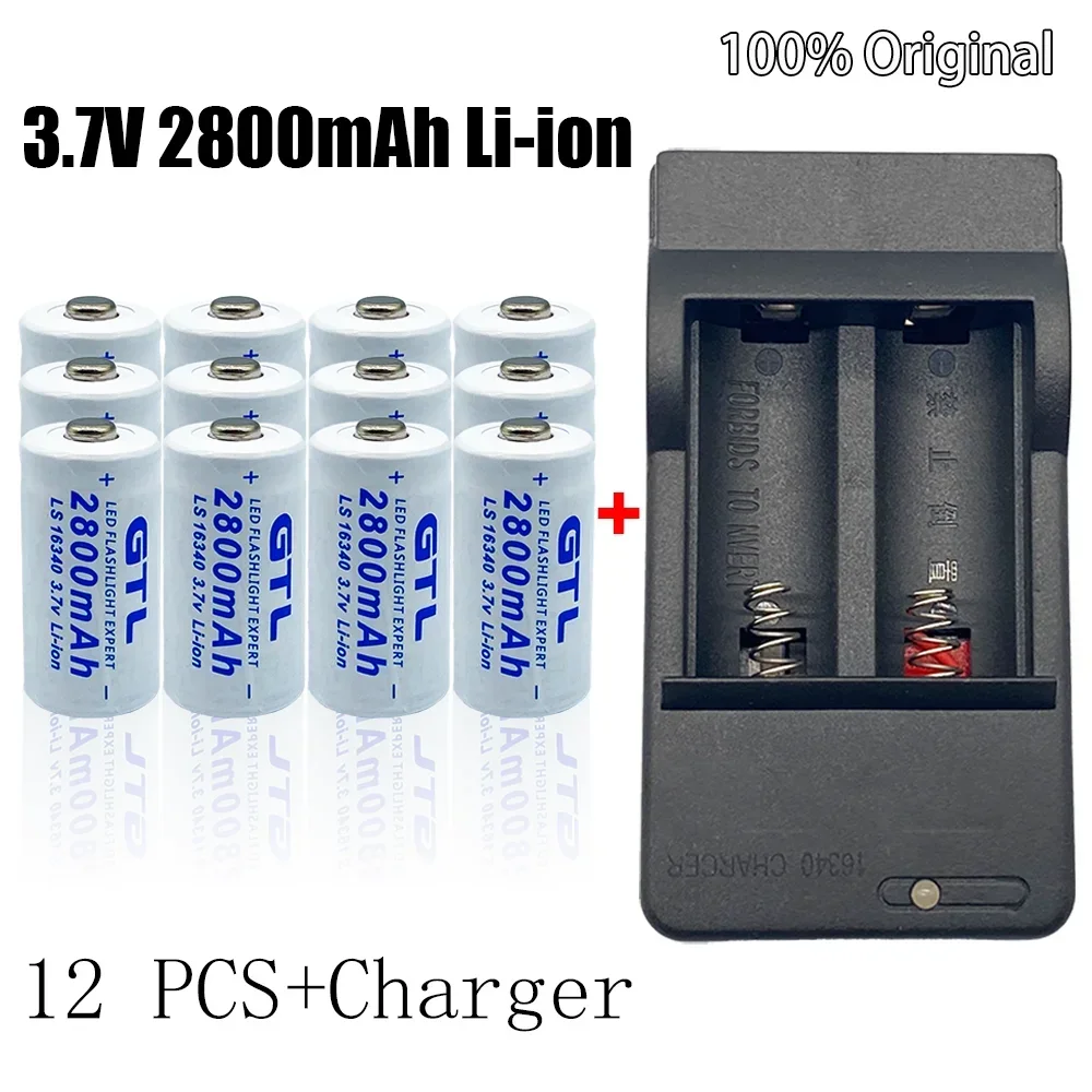 2-20pcs CR123A RCR123 ICR16340 Battery 2800mAh 3.7V Li-ion Rechargeable Battery for Security Camera L70+16340 Charger