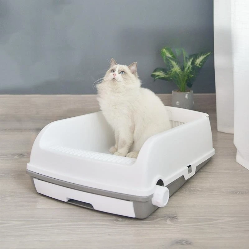 Plastic Litter Box Tray With Strainer Toilet Training Defecation Sandbox Litter Box open-ended Smell Proof Dla Kota Home Items