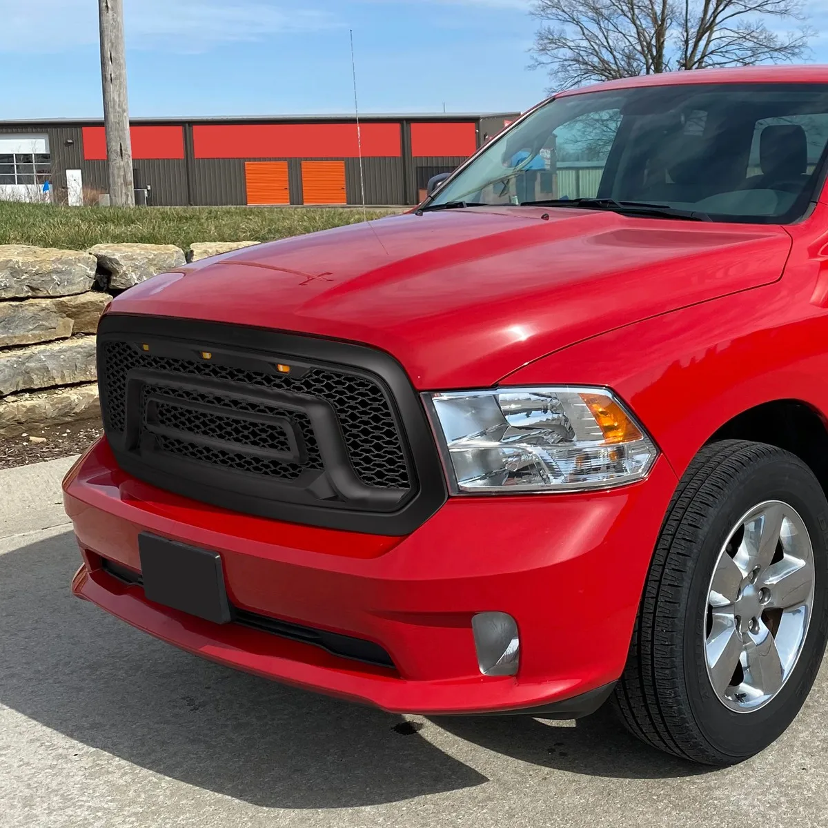 Hood Grille Fits 2013-2018 Dodge Ram 1500 Front w/ Amber LED Lights - Detail 1
