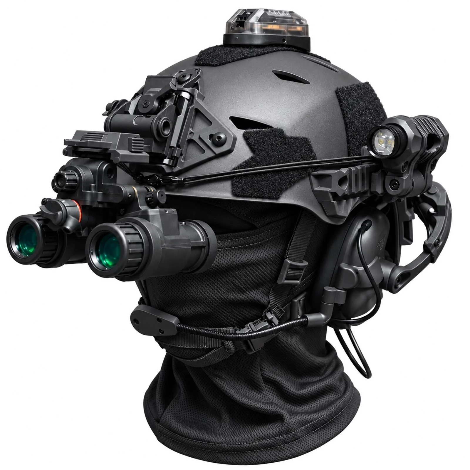 Tactical Helmet Set with Noise Reduction Headset NVG Prop Signal Light Face Mask Adjustable Comfort Liner for Cosplay Field Game