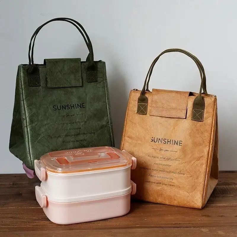 Vintage Style Kraft Paper Thermal Lunch Bag for Unique Travel Experience