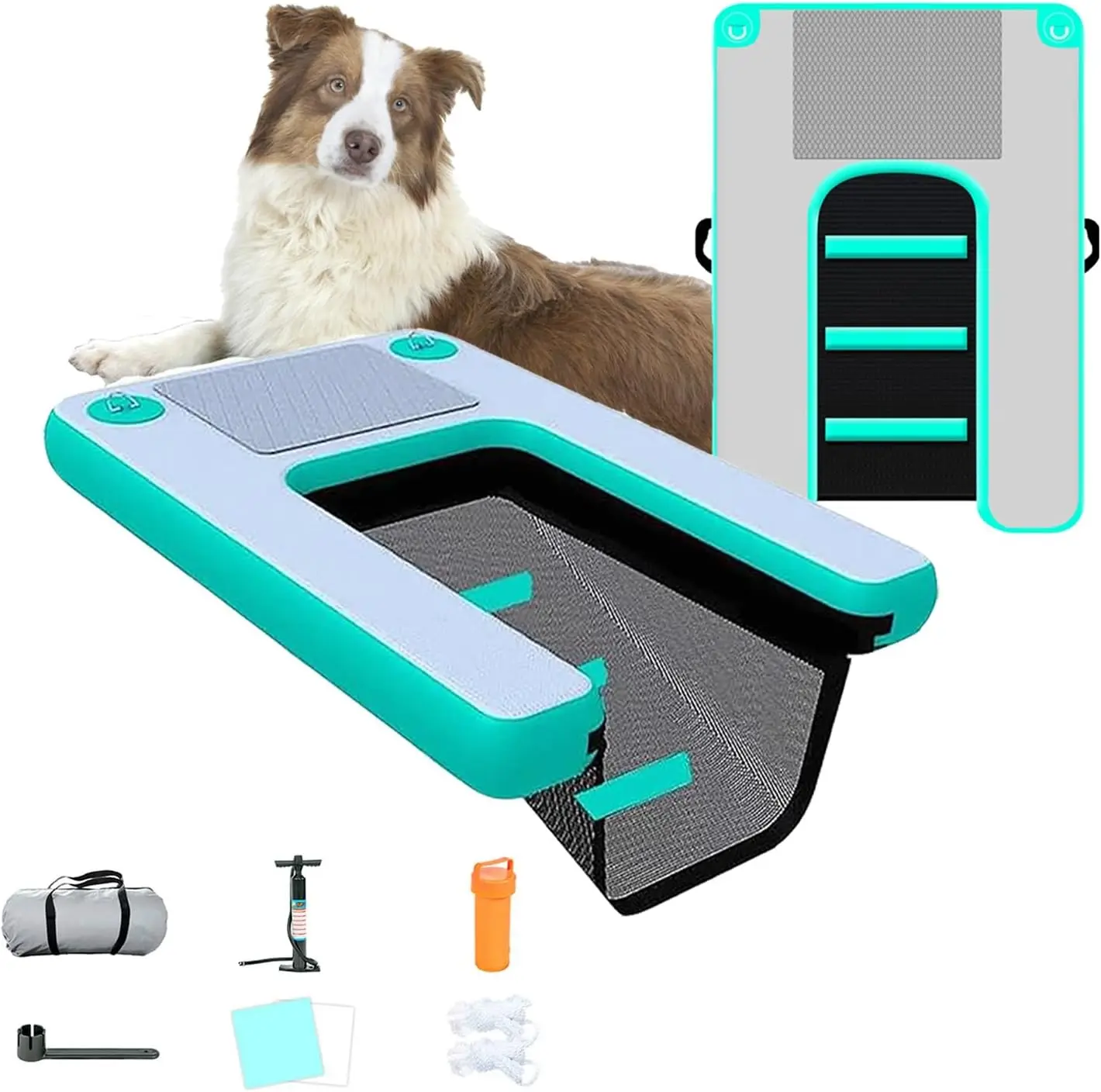2026 Dog Ramp Pool Safe Water Access, Dog Boat Ramp Inflatable for Large Dogs Under 90 Kg, EVA Dog Pool Ramp for Docks Beaches