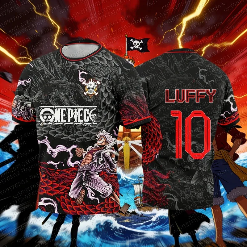 

Футбольная футболка One Piece Luffy 2026, детская футбольная форма, специальная футболка для мужчин/женщин, быстросохнущая дышащая толстовка