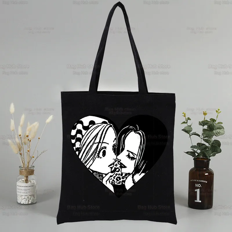 Pedras pretas NANA Osaki Anime Tote Bag, Sacos de lona unisex do curso, Eco Shopping Bag dobrável, design original