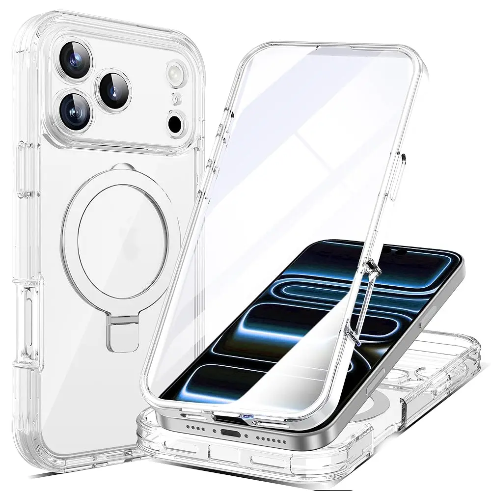 

for iPhone 17 Pro Case with Invisible Magnetic Stand, Compatible with Mag-Safe Translucent Matte with Built-in Screen Protect