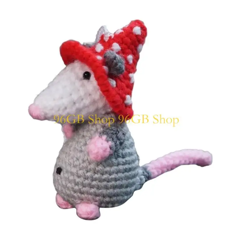 

96GB Crochet Opossum Pendant Knitted Possum​ Decoration Car Rearview Hanging Ornament Automotive Decorations for Women Men