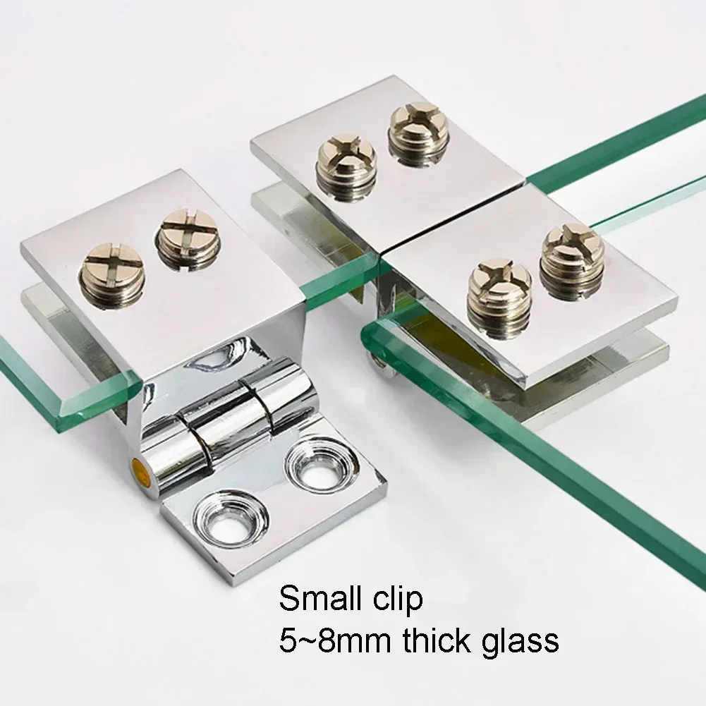 2PCS Glass Door Hinge Clamps 0/90/180 Degrees Zinc Alloy For 5-8mm Glass Wood Metal Plates Cabinet Hardware Clamp Hinge