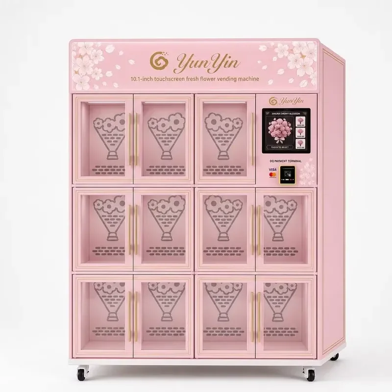 for Yunyin Unmanned Vending Machine Auto Bouquet Flower Vending Equipment 11 Slots Compressor Cooling Wi-Fi 4G for Gift Shops