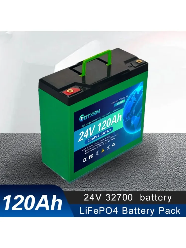 

24V 32700 120A LiFePO4 Battery with Built-in BMS for RV Solar Power System Rechargeable Lithium Iron Phosphate Trolling Battery.