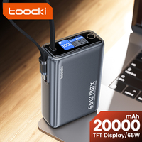 Toocki Portable Powerbank 65W 20000mAh PD3.0 Digital Visualized Fast Charge Power Bank for Laptop iPhone 17 16 External Battery