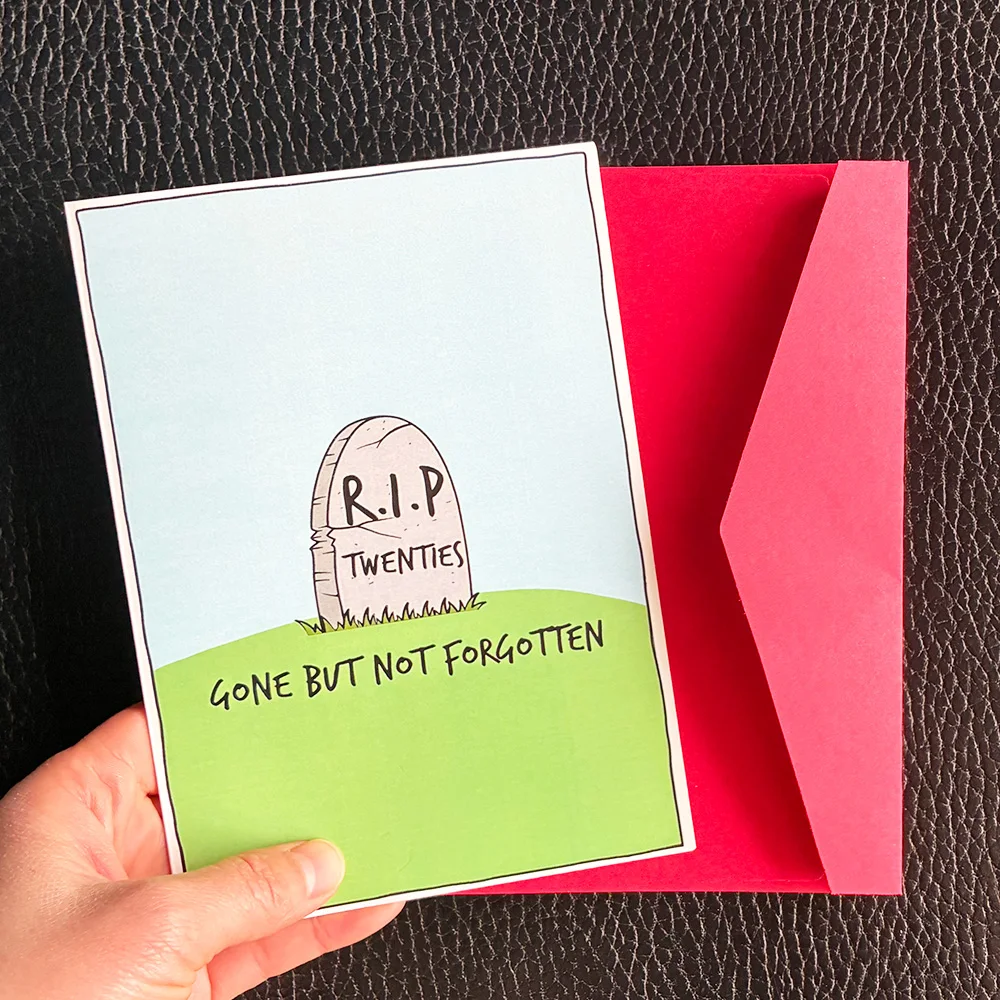 Rip 20er-Jahre-Geburtstagskarte, sarkastische Thirty Bday-Karte, Geschenk, Twinties Gone But Not Forgotten, Dekorationen für den 30. Geburtstag, Zubehör – Detail 2