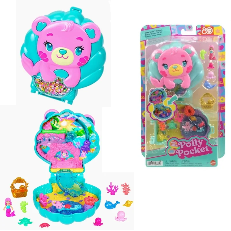 ماتيل ميني بولي جيب دمى صغيرة الدببة القط الوردي الأرنب المهر الحصان صندوق الحيوانات الأليفة موضوع السفر الفتيات اللعب مشهد مصغر الملحقات #2