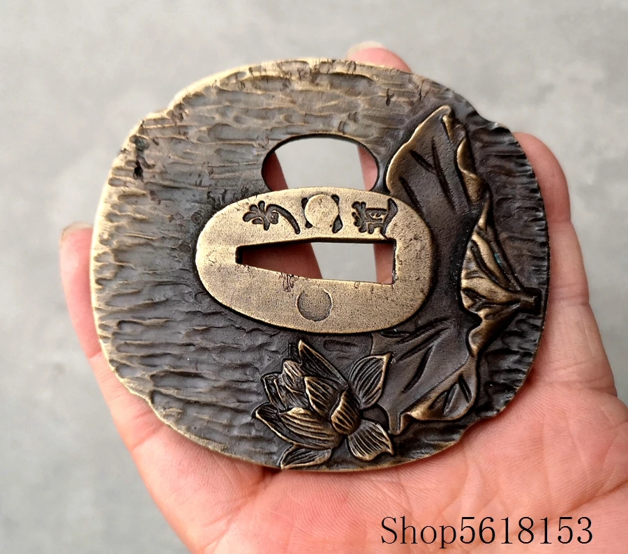 Hige alloy Lotus tsuba  For Japanese katana wakizashi tanto