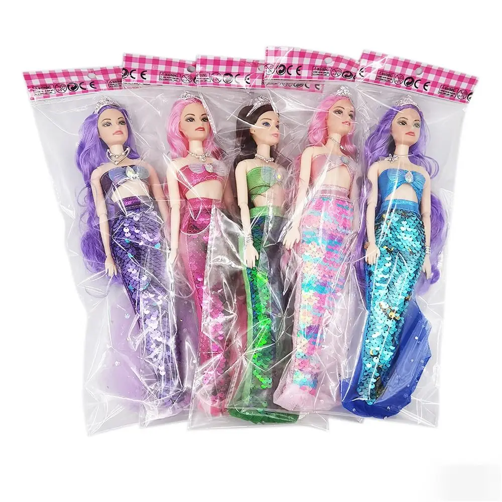 Multi Joints 11 Inch Mermaid Doll Full Set 11 Inch Movable Mermaid Princess Colorful with Sequin Fish Tail Skirt Girl Gift Toys