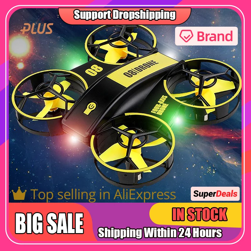 

RH-821 08 Drone Mini Quadcopter Lighting UFO Drone Fixed Altitude Remote Control Aircraft Children Toys Drop Shipping