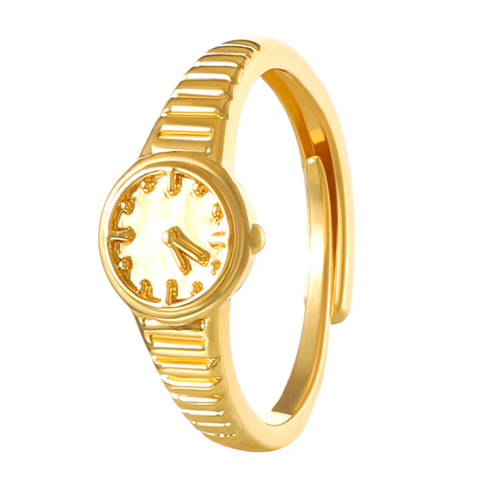 Creative Watch Zircon Ring for Women Men Trendy Watch Adjustable Opening Rings Party Gifts New Arrivals Jewelry Couple Item