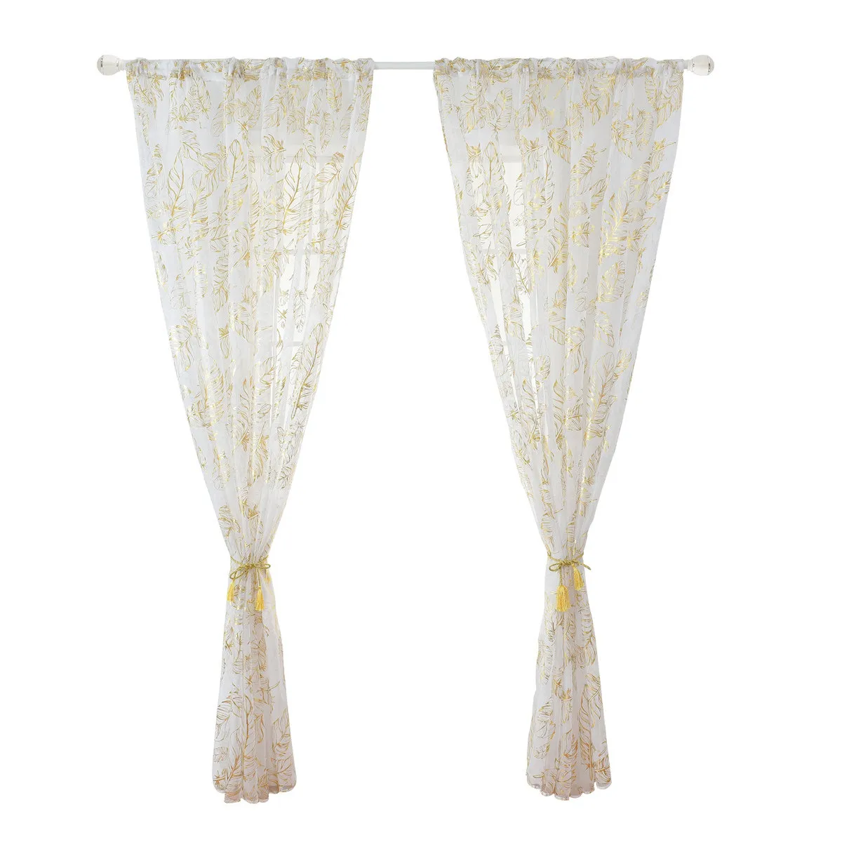 1Pcs Premium Feather Bronzing Sheer Voile Curtain 100x200cm Shading Decorative Window Screening for Living Room