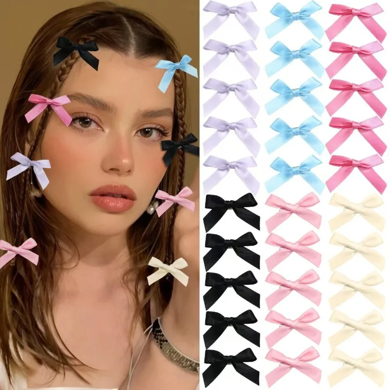 

10pcs Cute Satin Bow Hair Clips Women Stylish Balletcore Stylish Trendy Hair Accessory Daily Casual Date Wear Fashion Statement