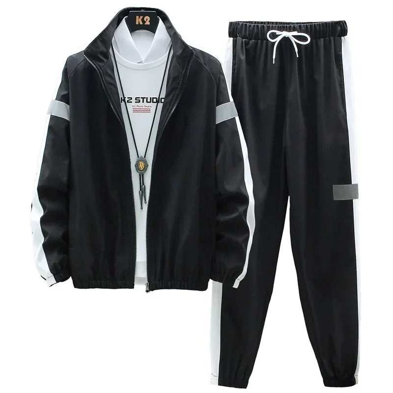 Casual hooded men\'s sports set, long pants, sleeves, Korean version