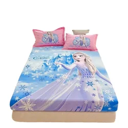 Disney Frozen Bed Linen,Elsa  Anna Princess Fitted Bed Sheet pink Fitted Sheet,with Elastic Band Bedroom Decor for Kid