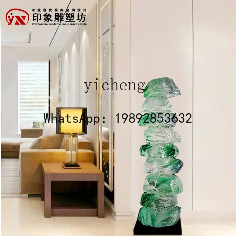 

B1 light luxury high-grade transparent resin laminated lobby living room display soft decoration floor art ornament