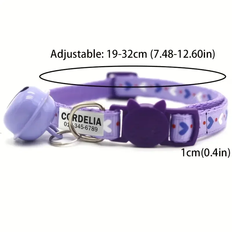 Personalized Cat Collar Pet ID Tag Name Custom Free Engraved ID Nameplate Kitten Puppy Anti-lost Nametag Safety Buckle Necklace
