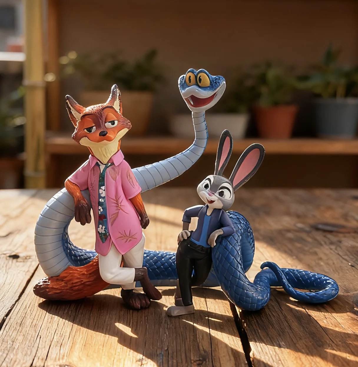 

Zootopia Judy Hopps & Nick Wilde Anime Car Decor - Movie Peripheral Figurine Model, Cute Rabbit-Themed Ornament