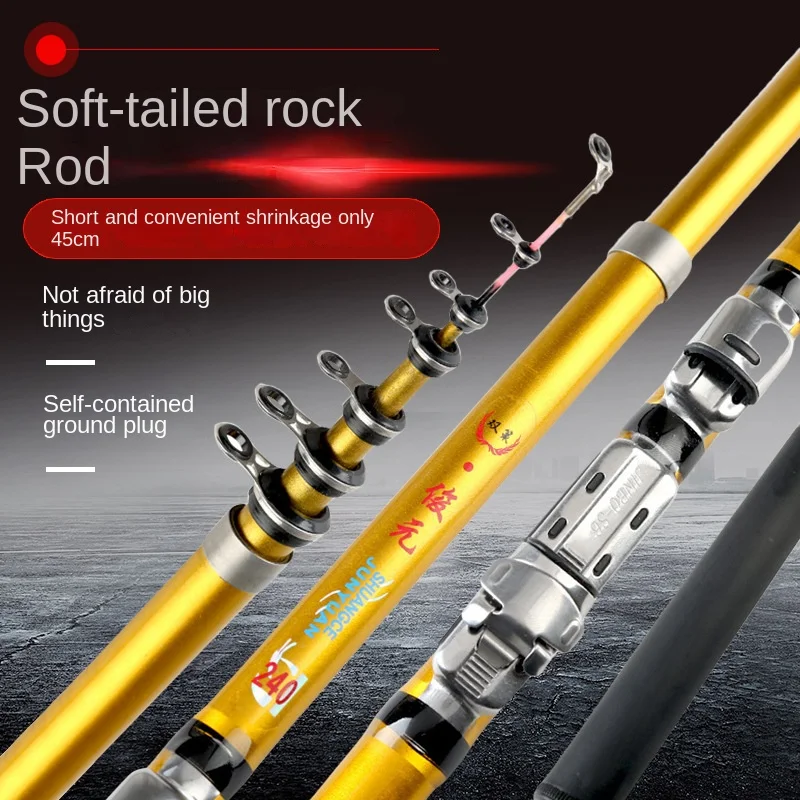 

Soft tail telescopic fishing rod rock fishing rod Ultra short section telescopic fiberglass sea fishing rod positioning guide