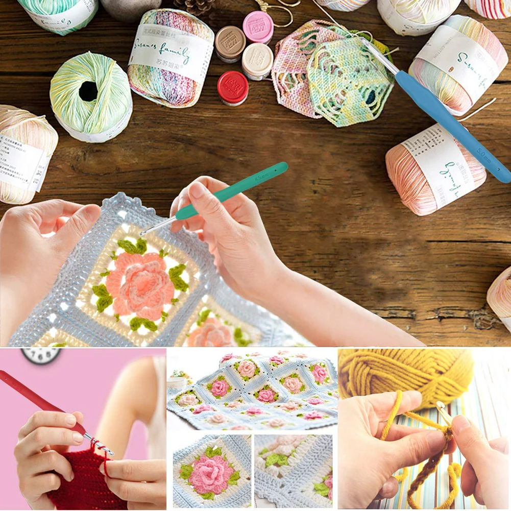 

14 шт., набор спиц, алюминиевые швейные спицы, инструмент 2,0-8,0 мм, пряжа, спицы для рукоделия, свитера, швейный инструмент