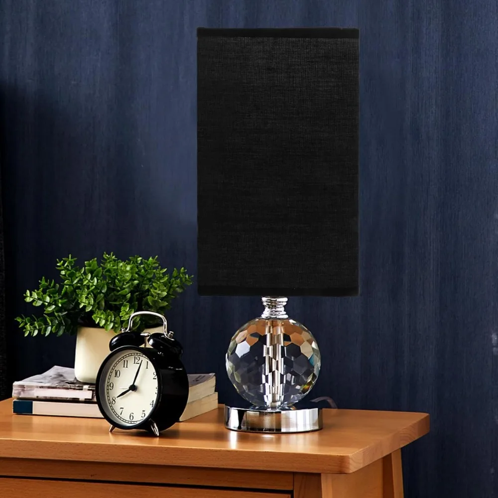 квадратный абажур, тканевый абажур 20x12x12 см, сменный абажур из тонкого льна черного цвета для настольной лампы, торшер (e27)