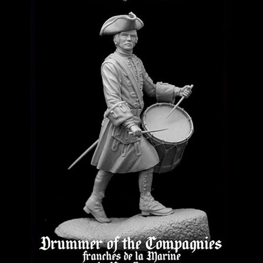 Unassambled 1/24 Oude Fantasy Man Soldaat Drummer Franches Resin Figuur Miniatuur Model Kits Unpainted