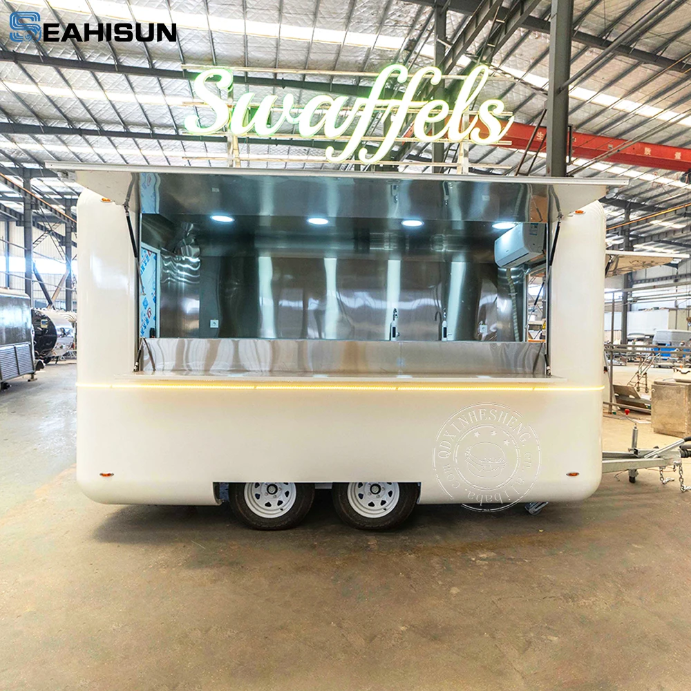 Color Airstream Camper Trailer Food Trucks With Restaurant Catering Snack Machines Ice Cream Cake Lemonade Enclosed Trailer